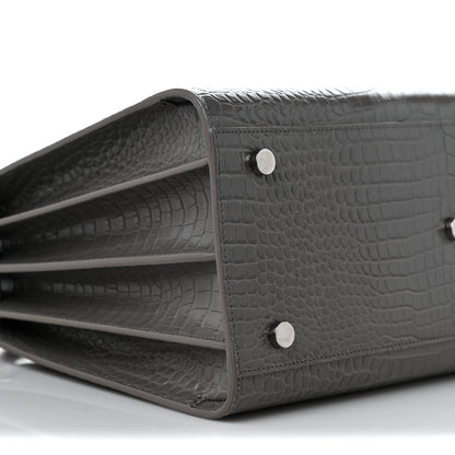 Saint Laurent Crocodile Embossed Small Sac De Jour Asphalt 9 of 13
