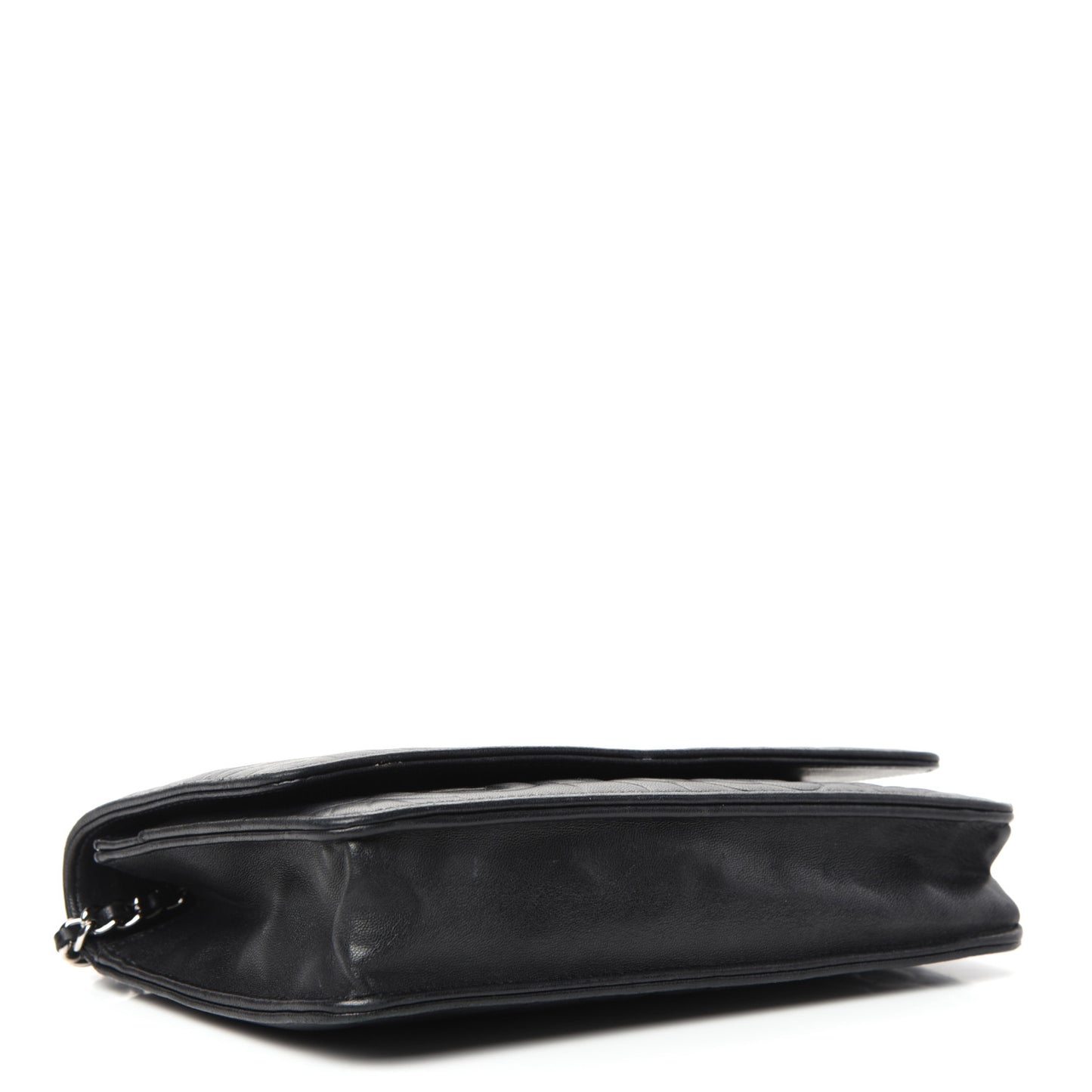 Lambskin Camellia Embossed Wallet on Chain WOC Black