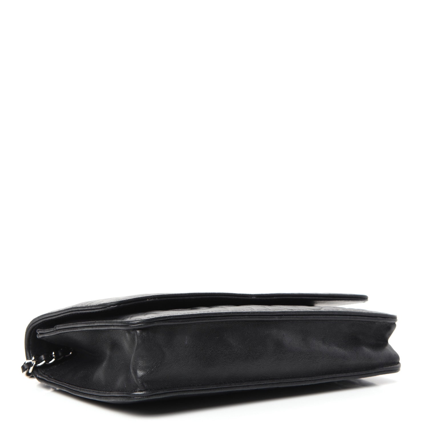 Chanel Lambskin Camellia Embossed Wallet on Chain WOC Black 4 of 10