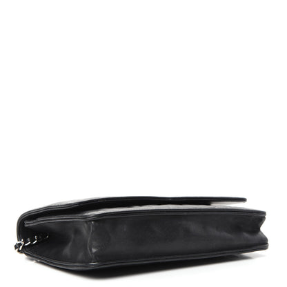 Chanel Lambskin Camellia Embossed Wallet on Chain WOC Black 4 of 10