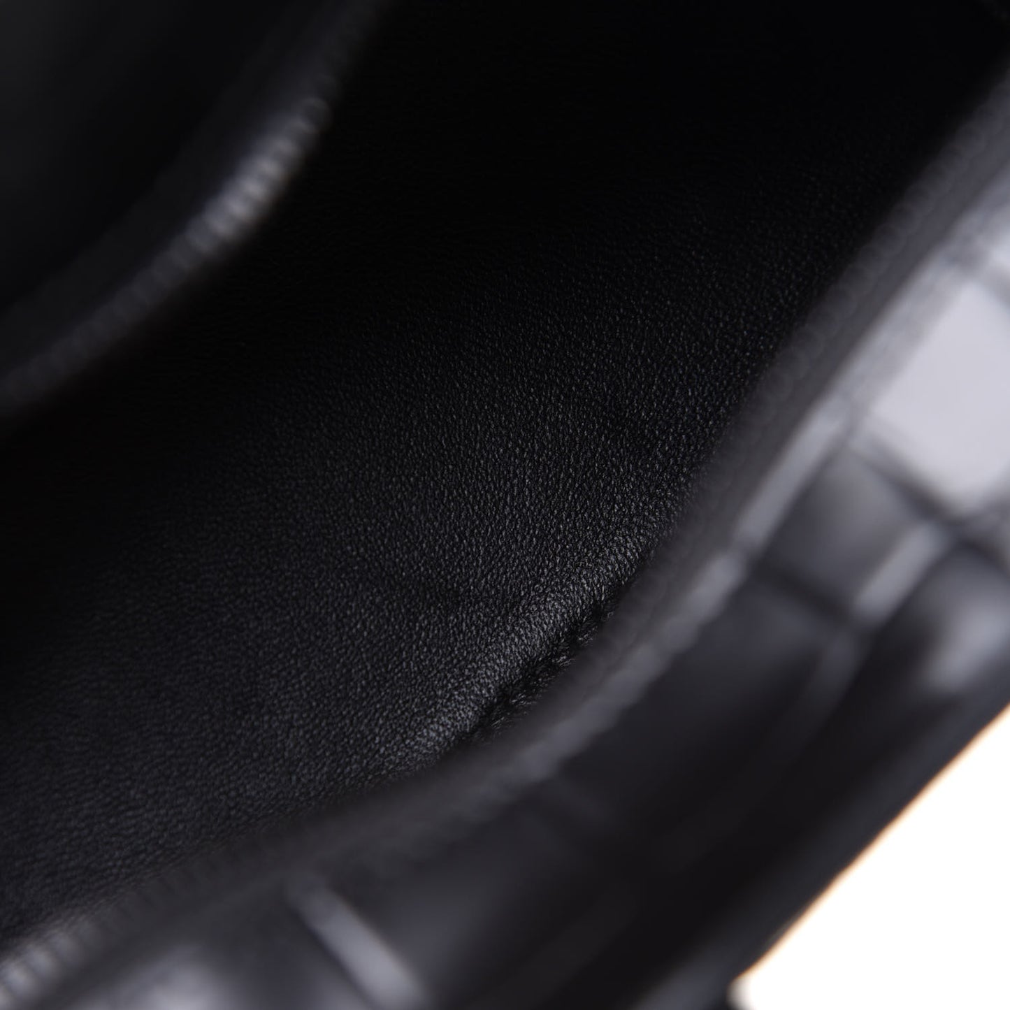 Semi Shiny Calfskin Crocodile Embossed Neo Classic Black Hardware Mini City Black