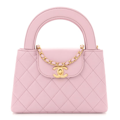 Chanel Shiny Aged Calfskin Quilted Nano Kelly Shopper Pink 1 of 12