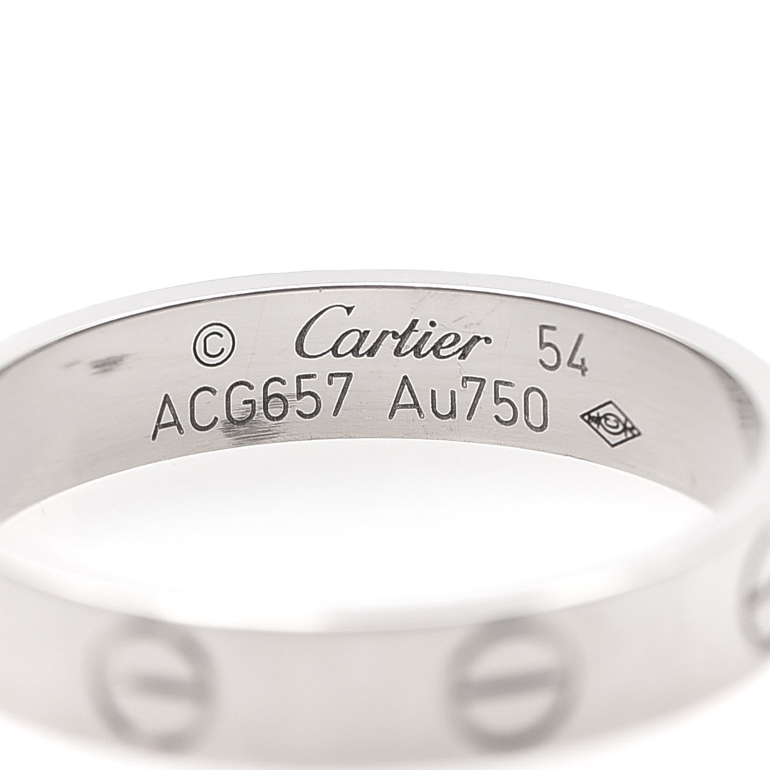 Cartier 18K White Gold 3.5mm LOVE Wedding Band Ring 54 6.75 4 of 4