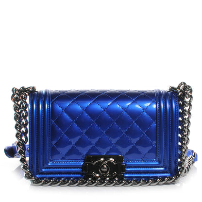 Chanel Patent Metallic Small Boy Flap Blue 1 of 9
