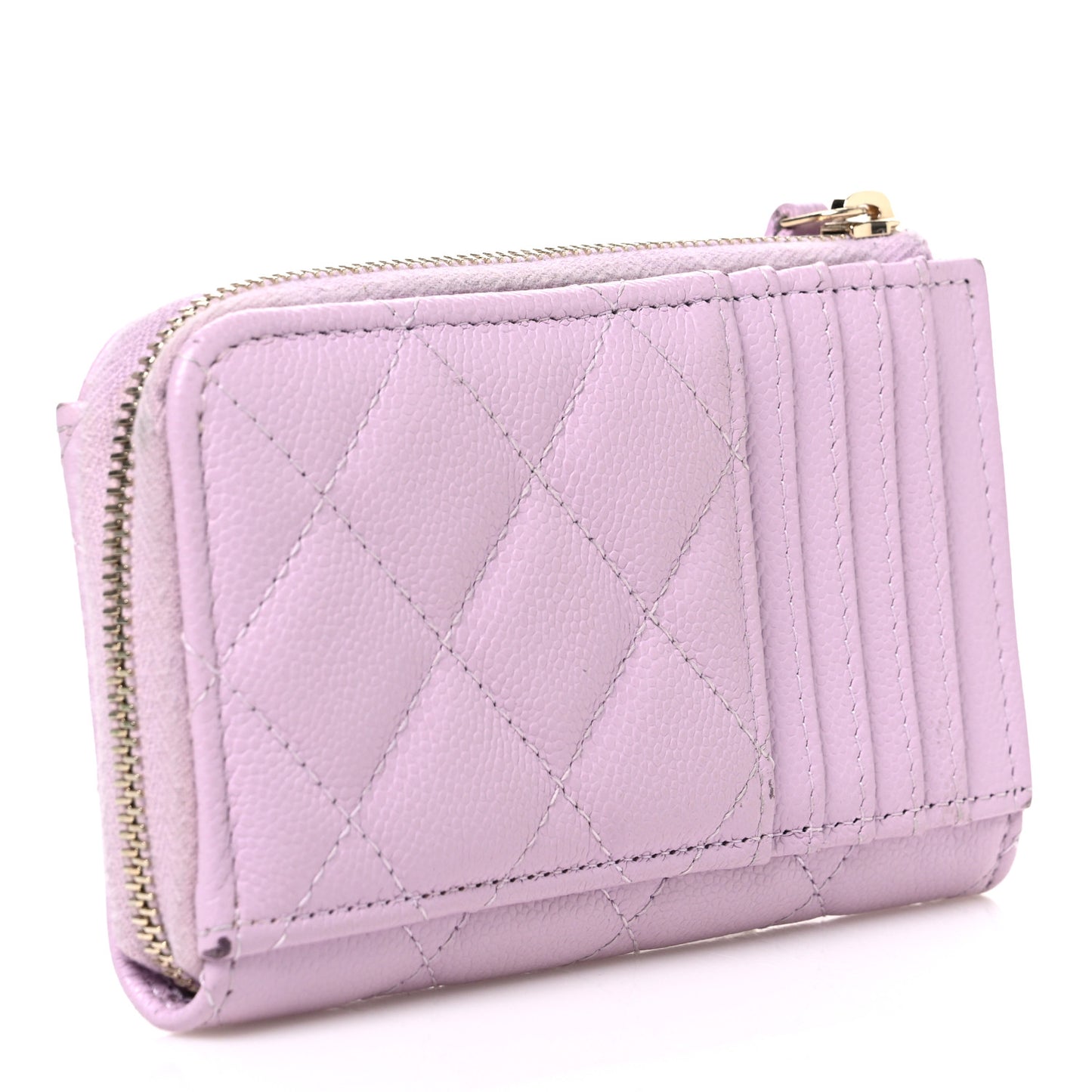 Caviar Quilted CC Zip Around Card Holder Light Pink Light Pink