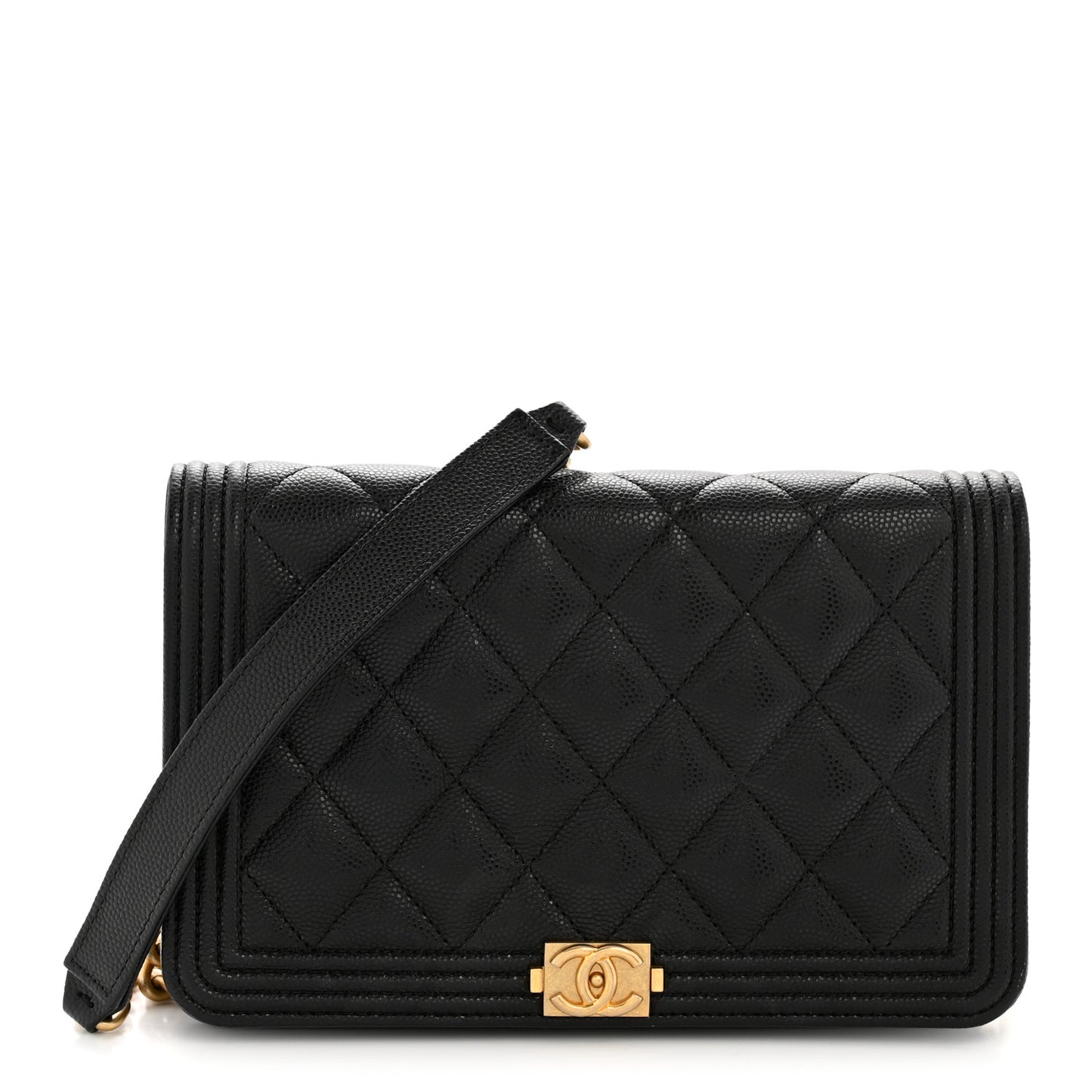 Caviar Quilted Boy Wallet On Chain WOC Black