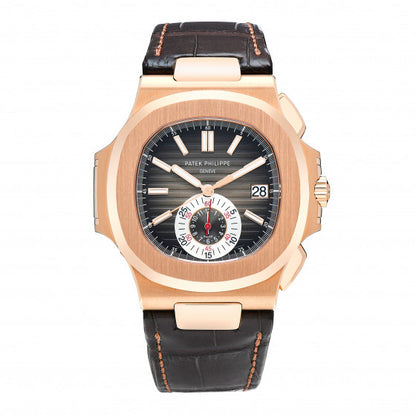 Patek Philippe 18K Rose Gold Alligator 40mm Nautilus Automatic Watch Brown 5980R-001 1 of 5