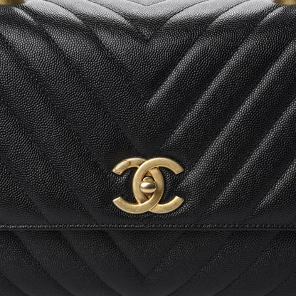 Chanel Caviar Chevron Quilted Small Coco Handle Flap Black 10 of 11