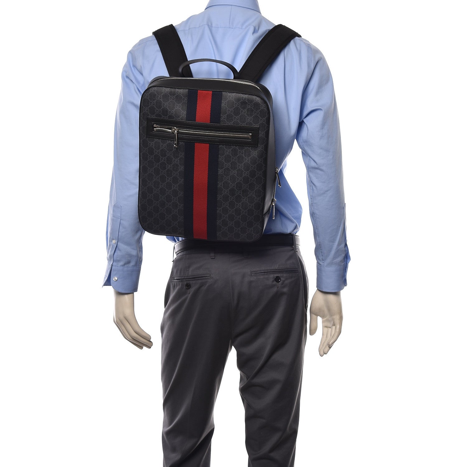 Gucci GG Supreme Monogram Web Tote Backpack Black Grey 2 of 9