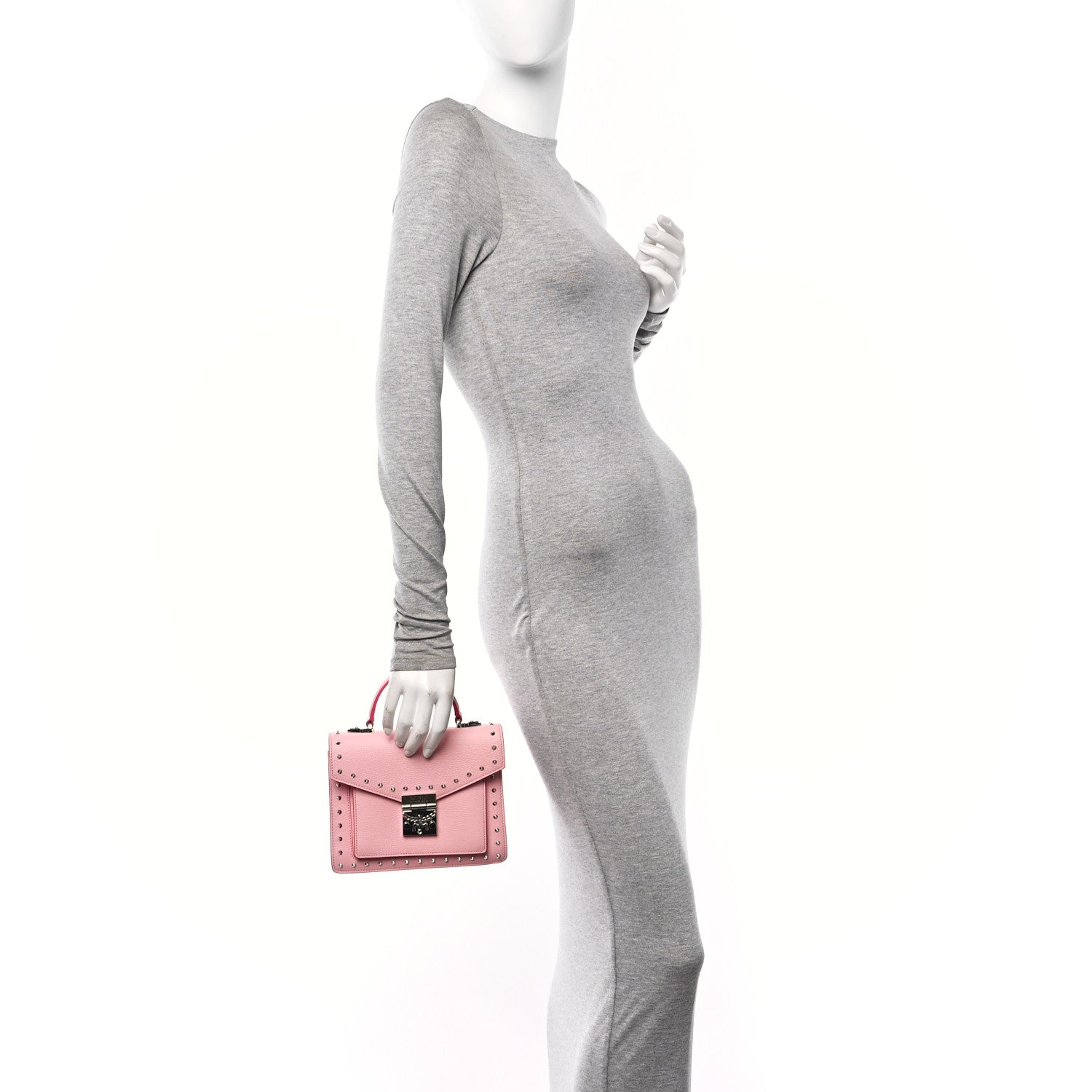 MCM Calfskin Studded Small Patricia Bag Pink 2 of 10