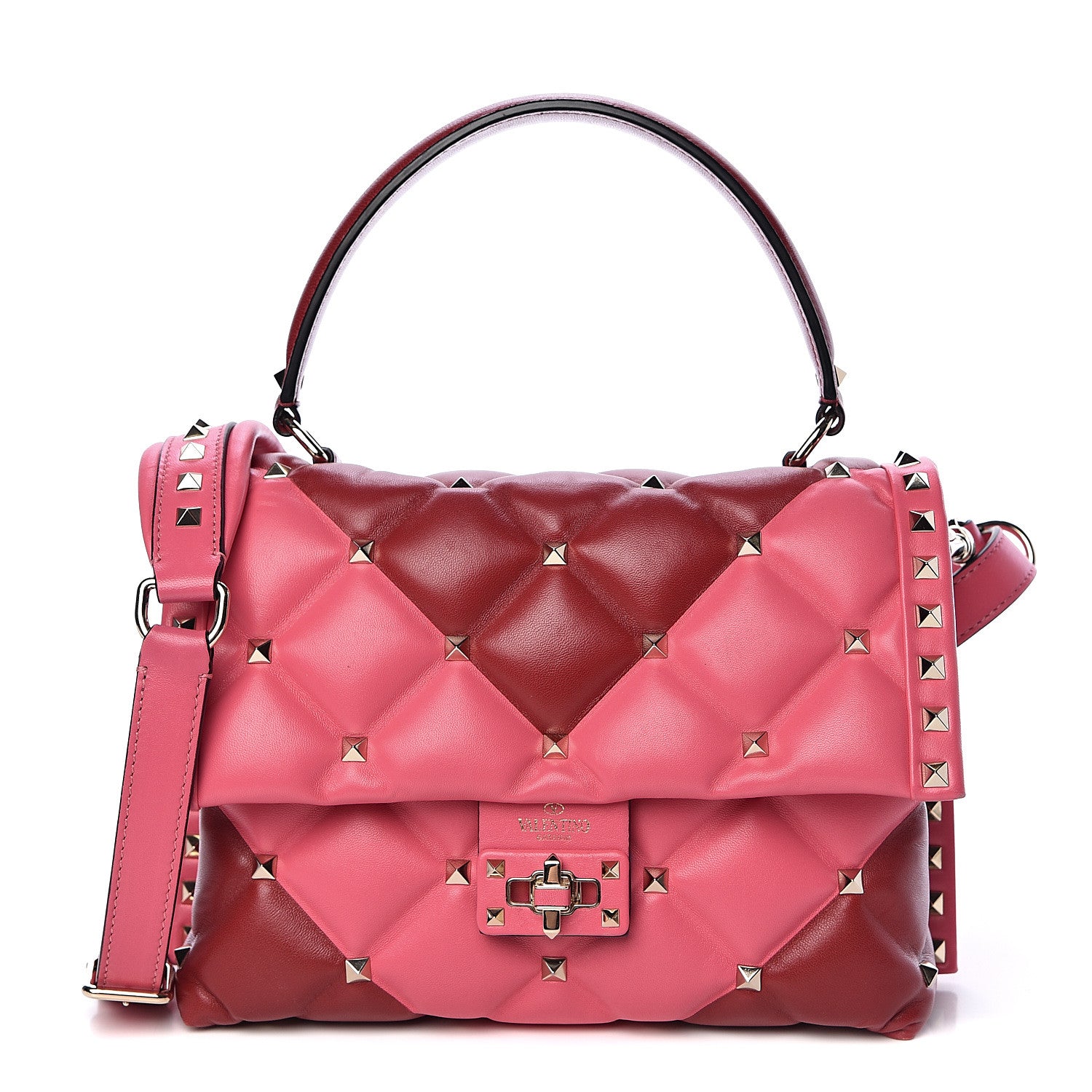 Valentino Garavani Nappa Medium Candystud Top Handle Bag Rosso Valentino Shadow Pink 1 of 17