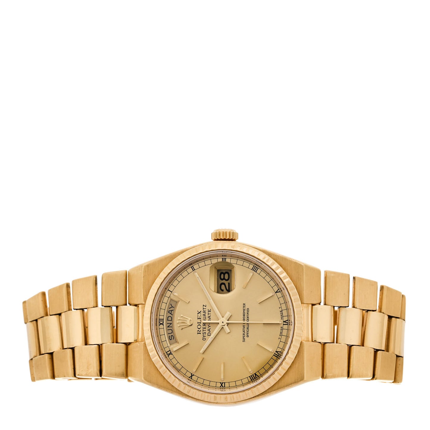 18K Yellow Gold 36mm Oysterquartz Day-Date Watch Champagne 19018