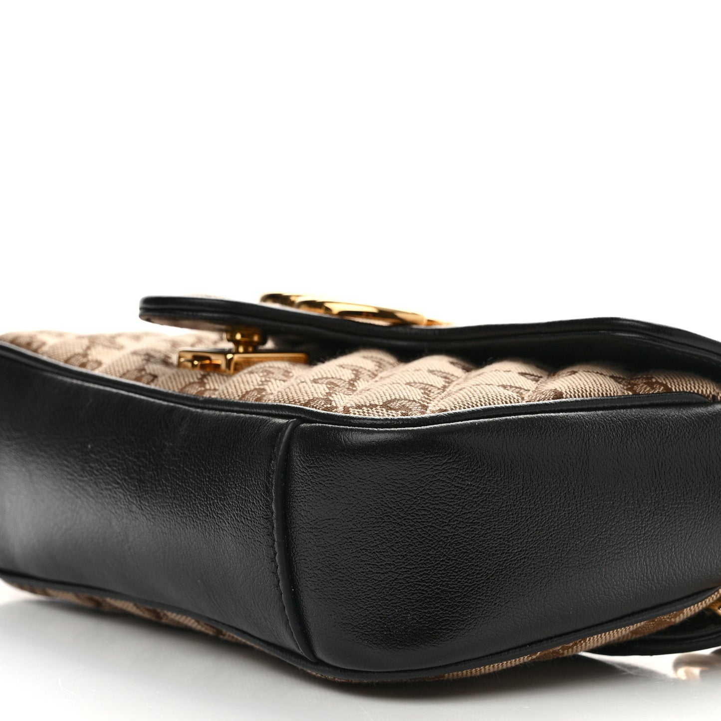 Monogram Matelasse Diagonal Mini GG Marmont Shoulder Bag Beige Black