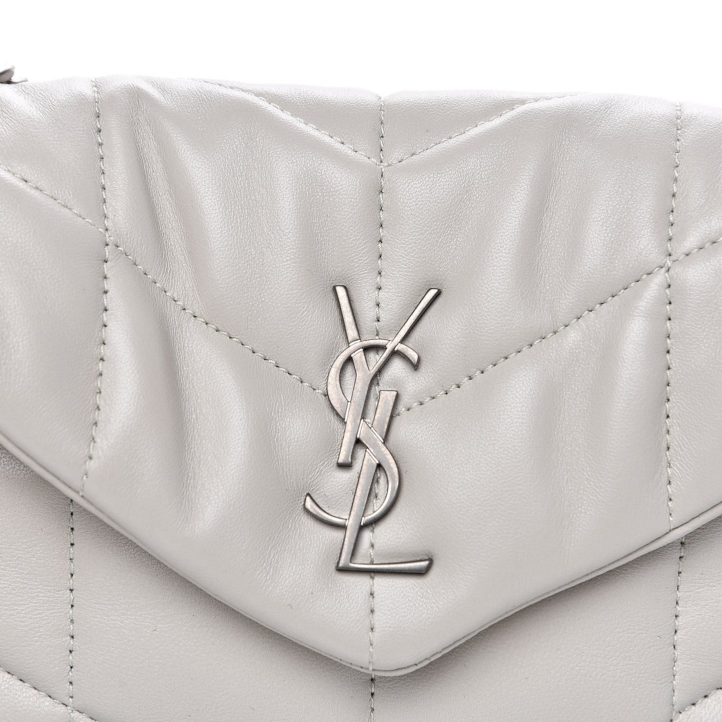 Lambskin Quilted Toy Loulou Puffer Monogram Chain Satchel Crema Soft