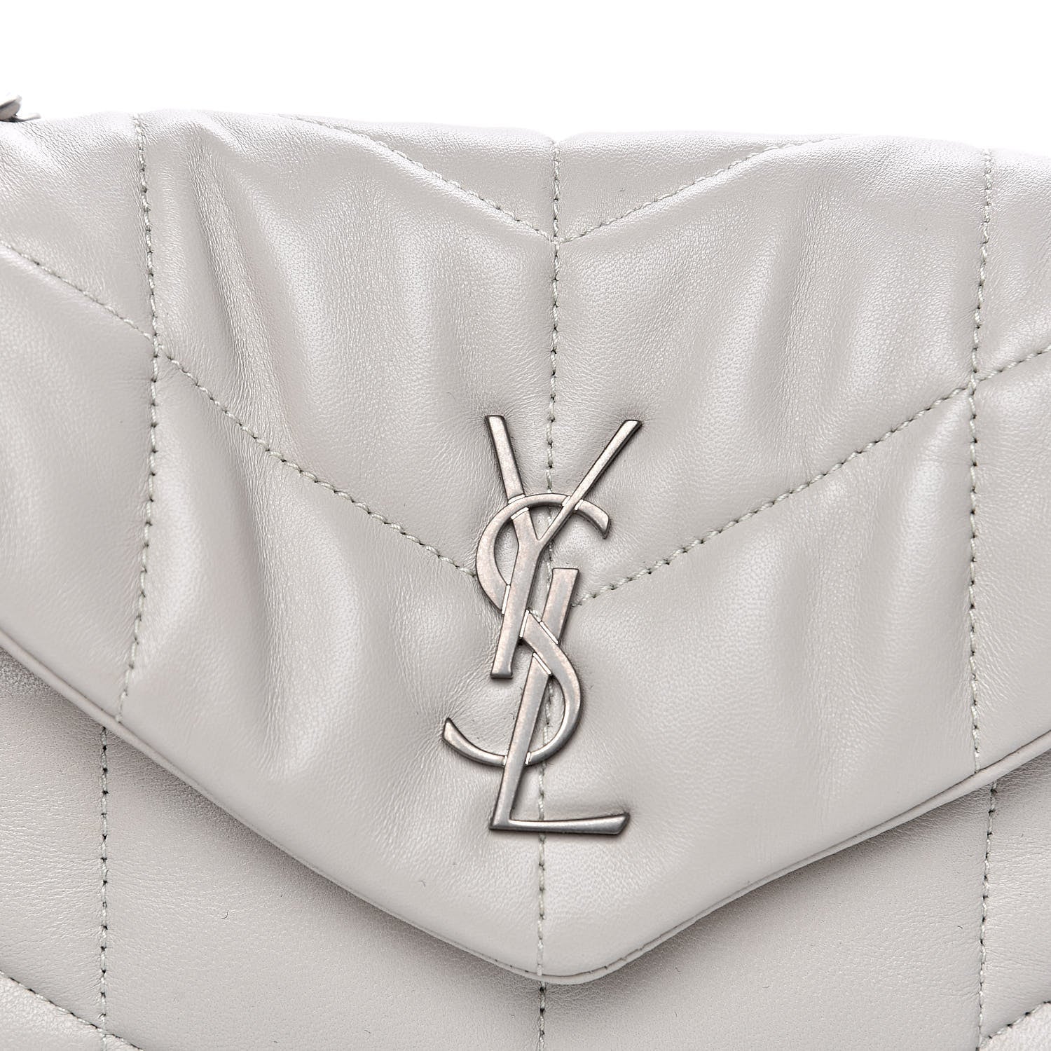 Saint Laurent Lambskin Quilted Toy Loulou Puffer Monogram Chain Satchel Crema Soft 9 of 11