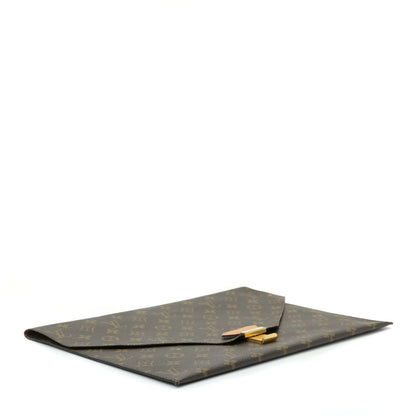Louis Vuitton Monogram Poche Plate Envelope Clutch MM 4 of 11