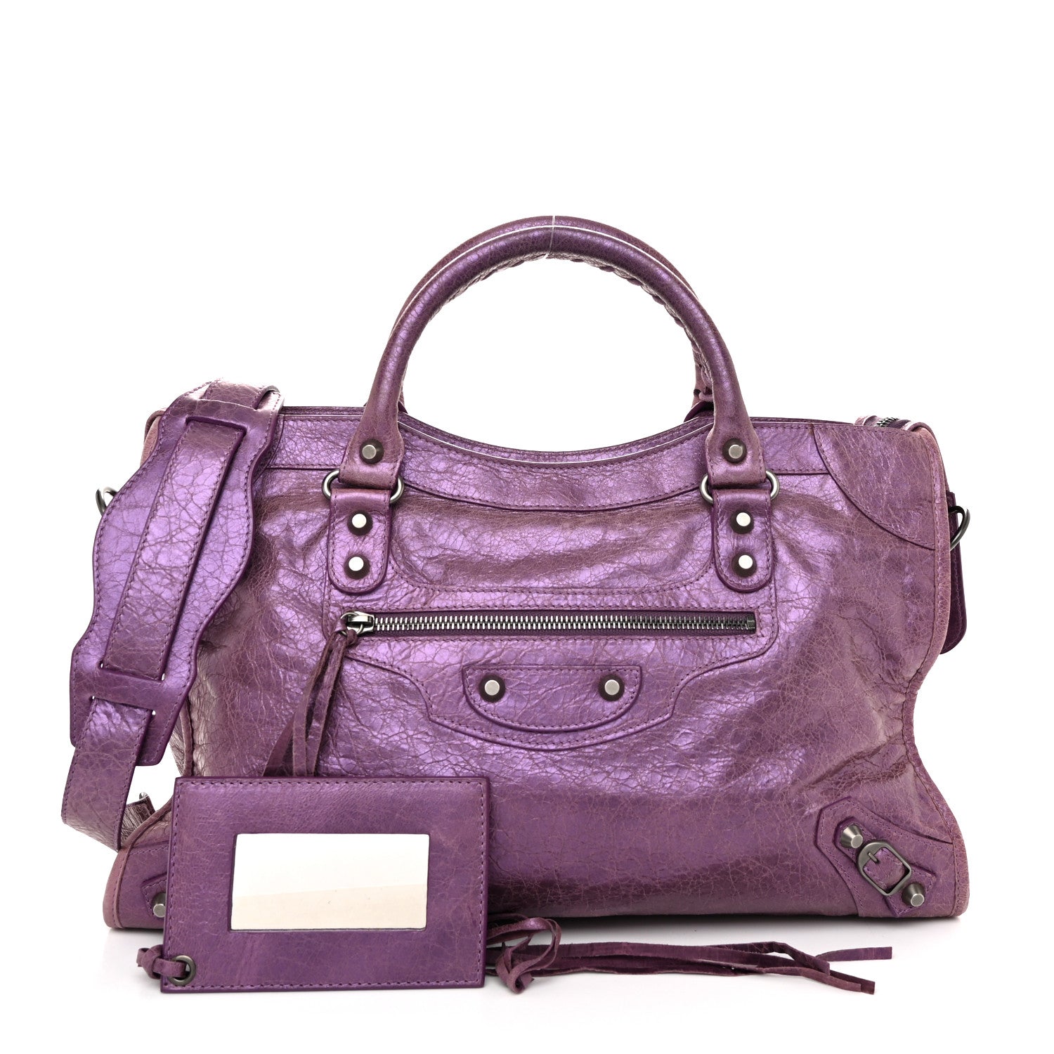 Balenciaga Agneau Classic Hardware City Metallic Purple 1 of 10