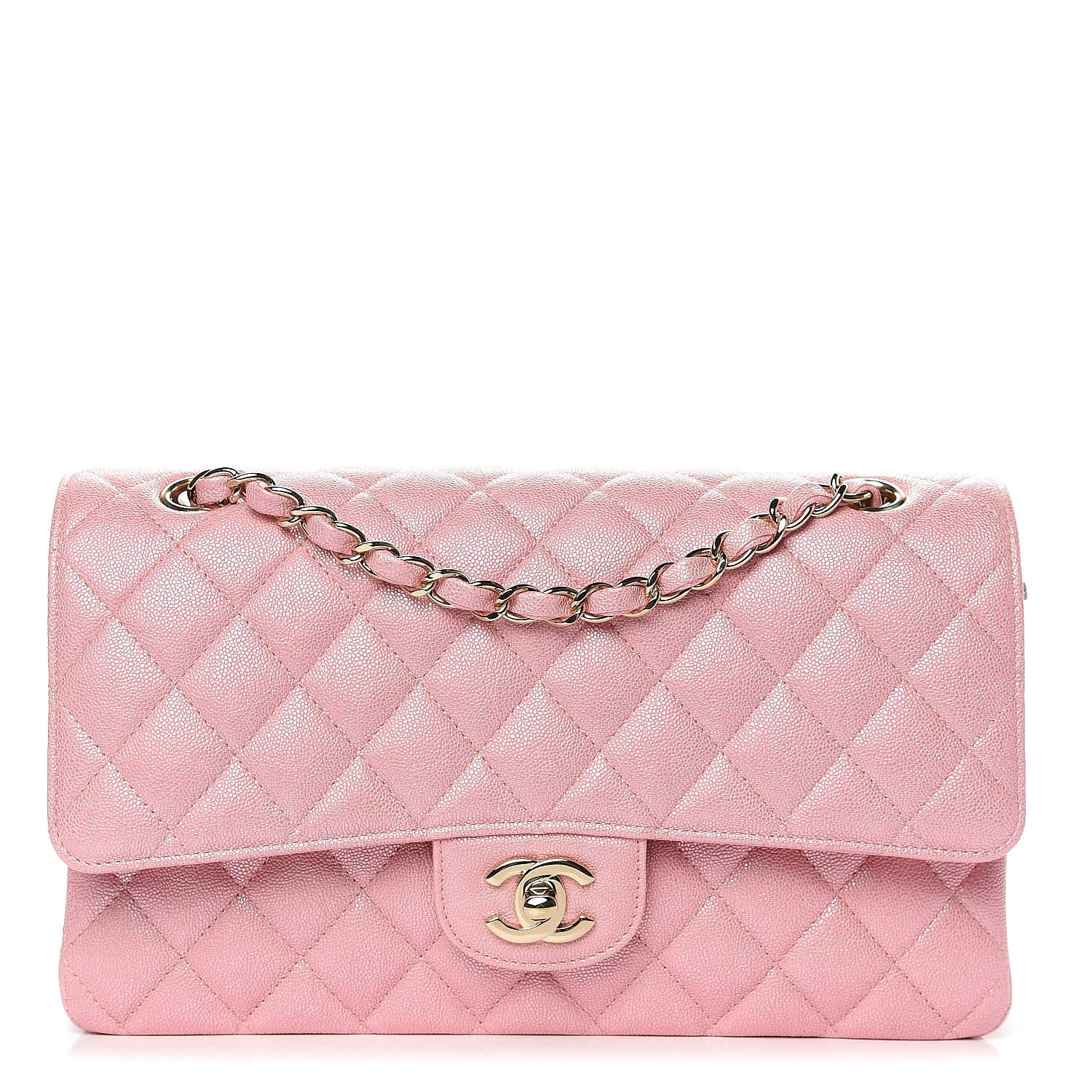 Chanel Iridescent Caviar Quilted Medium Double Flap Rose Pink 1 of 10