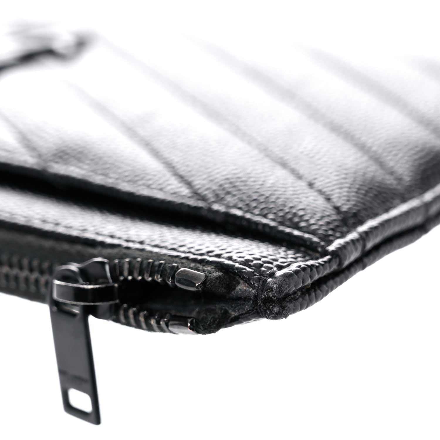 Saint Laurent Grain De Poudre Chevron Monogram Bill Pouch Black 11 of 17