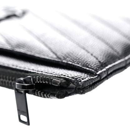 Saint Laurent Grain De Poudre Chevron Monogram Bill Pouch Black 11 of 17