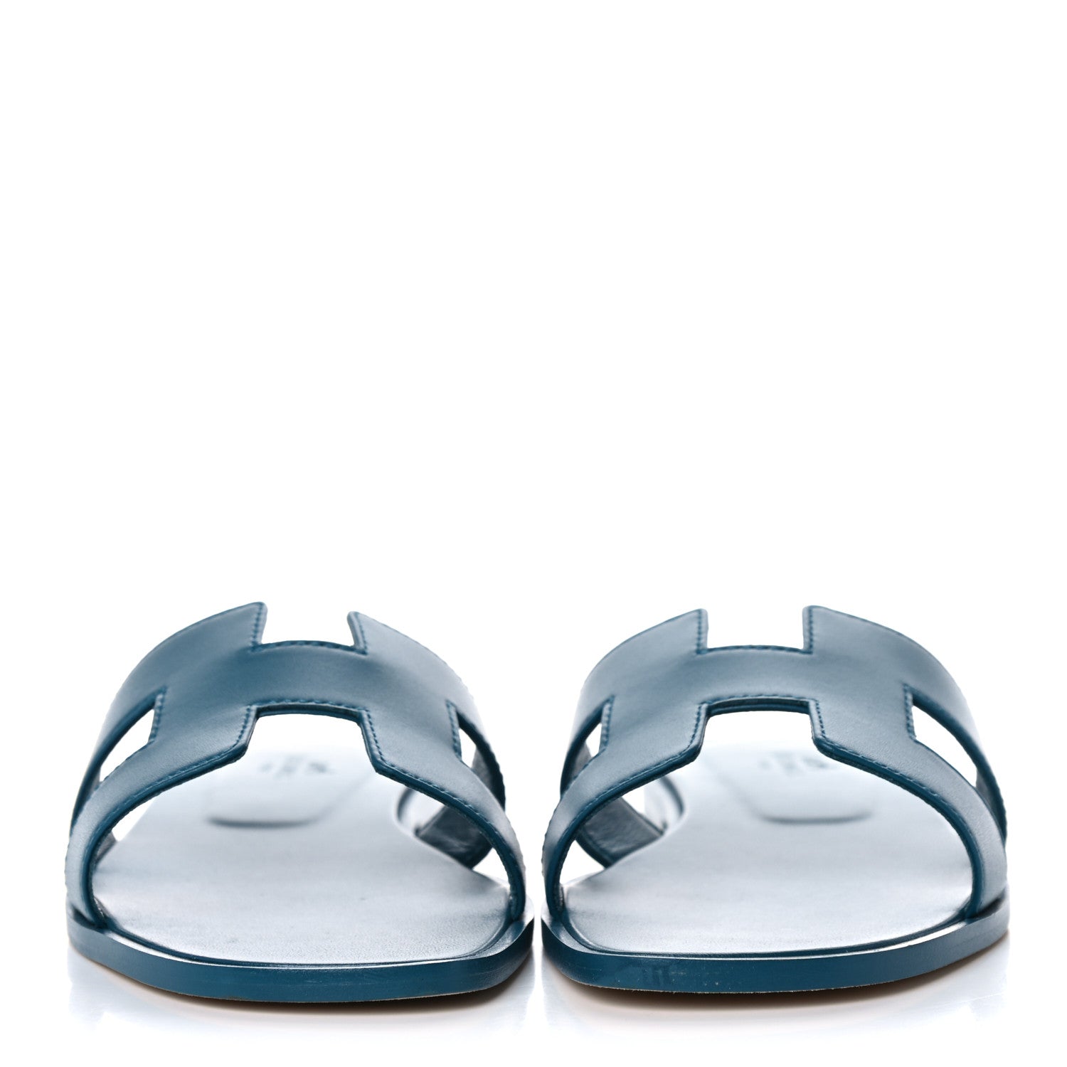 Hermes Box Calfskin Oran Sandals 38 Blue Velvet 2 of 9
