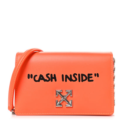 Off-White Calfskin Jitney 0.5 Cash Inside Crossbody Bag Orange 1 of 9