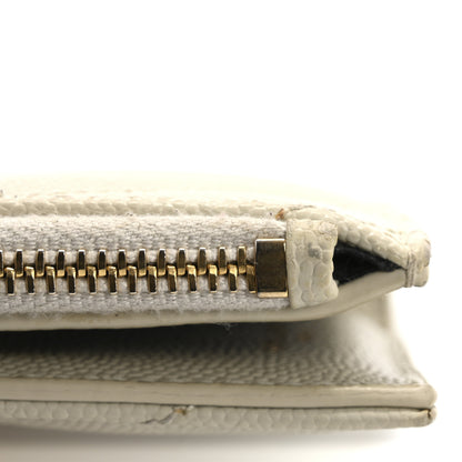 Saint Laurent Grain De Poudre Matelasse Chevron Monogram Zipped Card Case Crema Soft 12 of 15