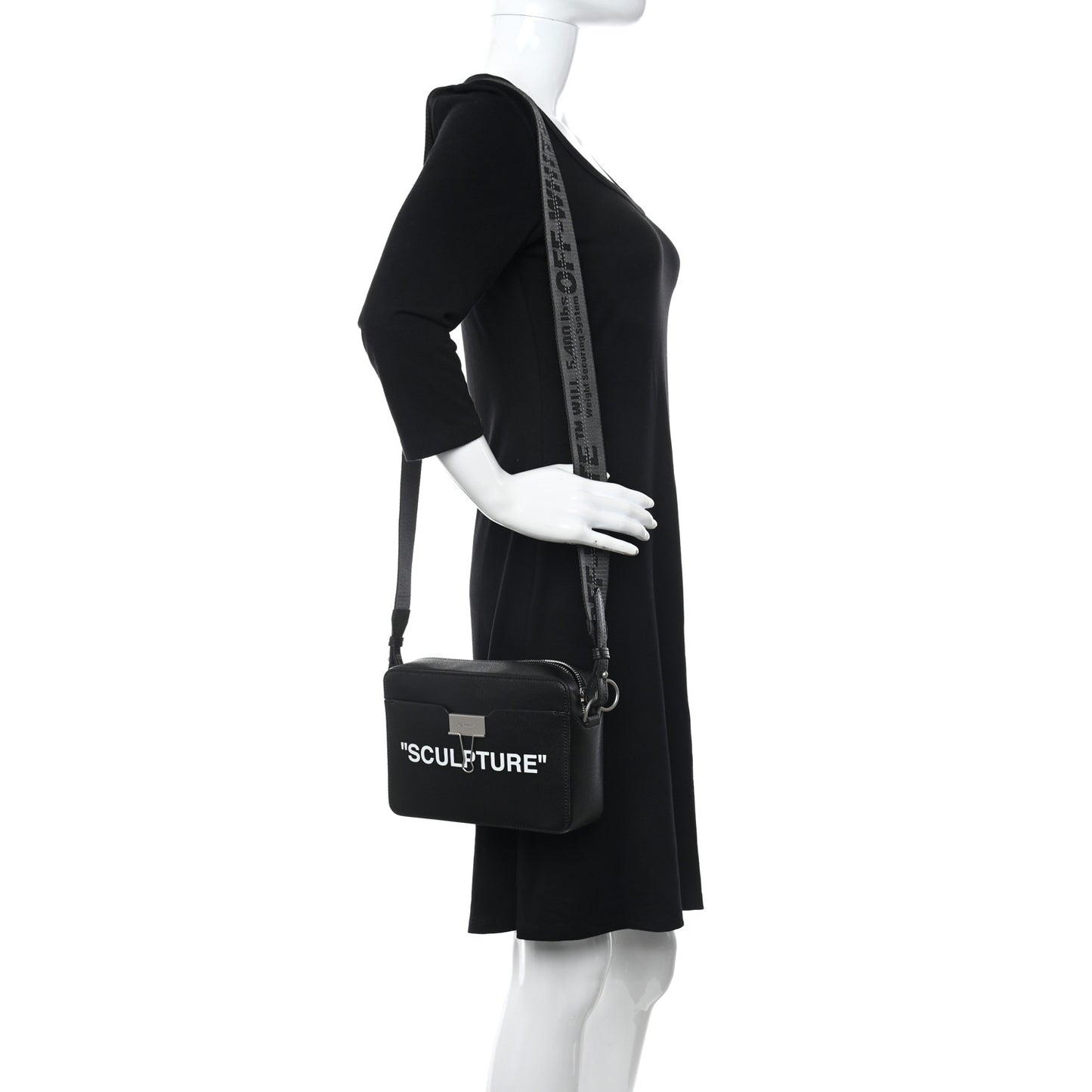 Calfskin Sculpture Crossbody Bag Black White