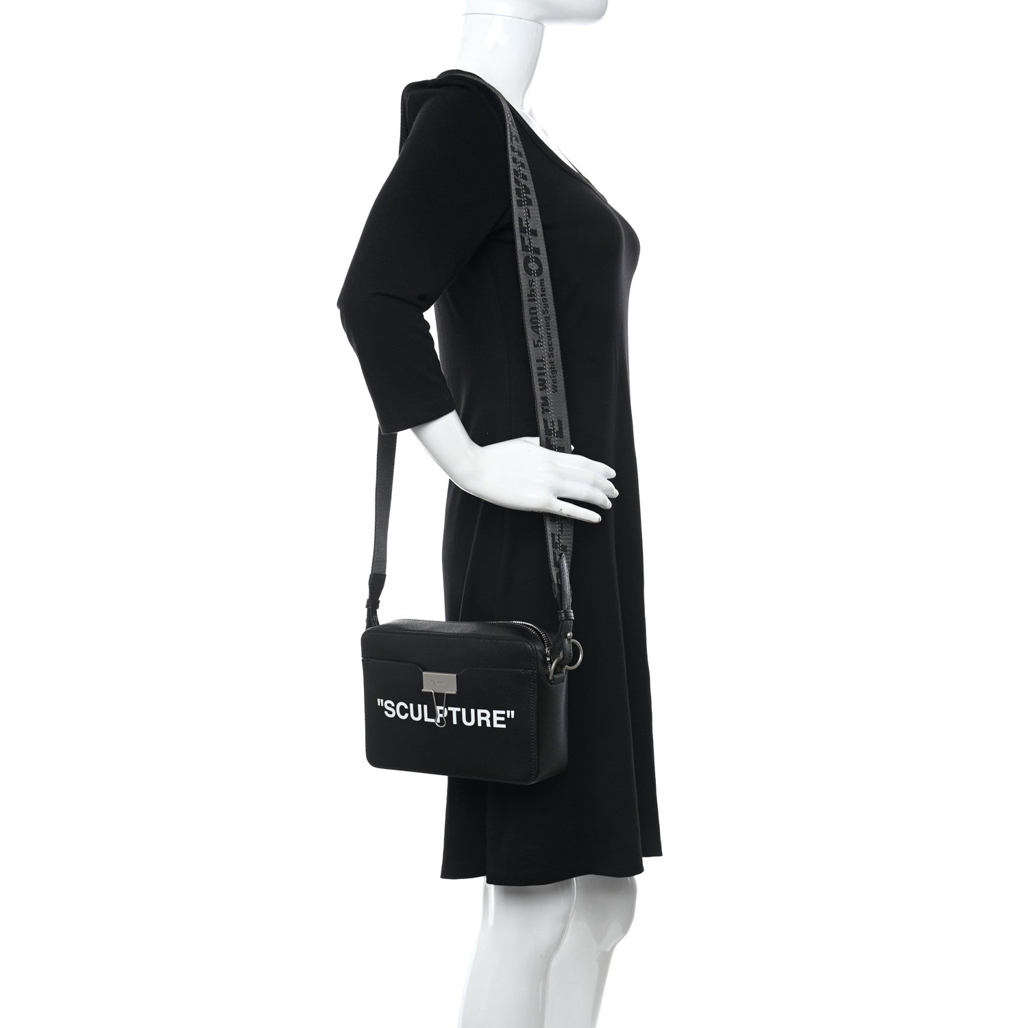 Off-White Calfskin Sculpture Crossbody Bag Black White 2 of 10