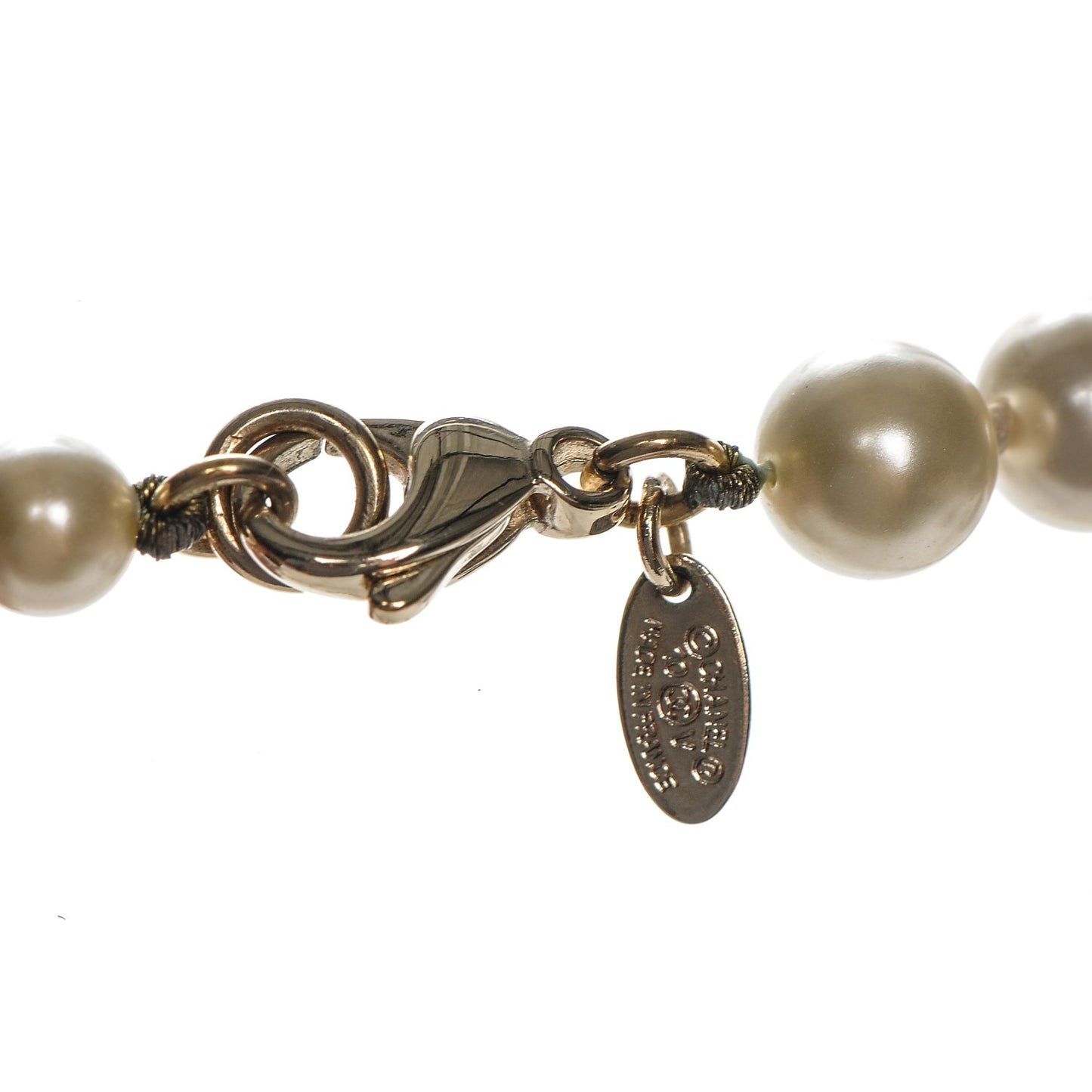 Graduated Pearl CC Long Necklace Gold