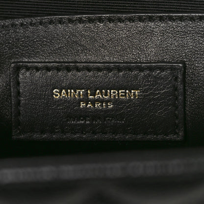 Saint Laurent Grain De Poudre Textured Mixed Matelasse Triquilt Medium Monogram Satchel Black 6 of 9