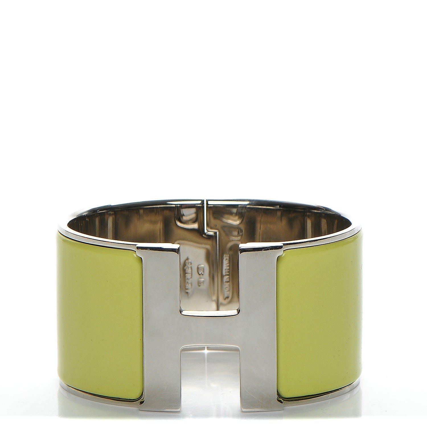 Hermes Enamel Extra Wide Clic Clac H Bracelet GM Soufre 1 of 5