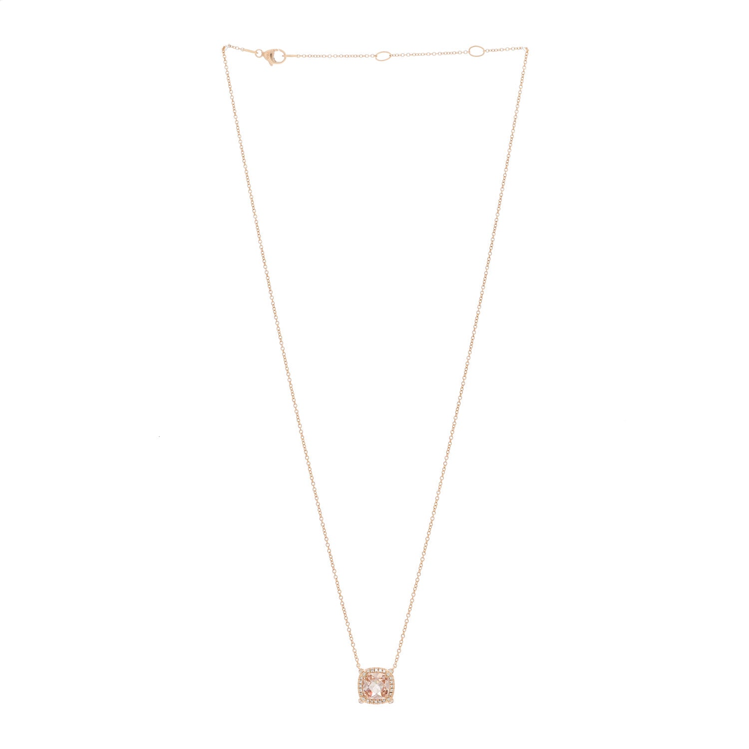 David Yurman 18K Rose Gold Diamond Morganite 7mm Petite Chatelaine Pave Bezel Pendant Necklace 2 of 4
