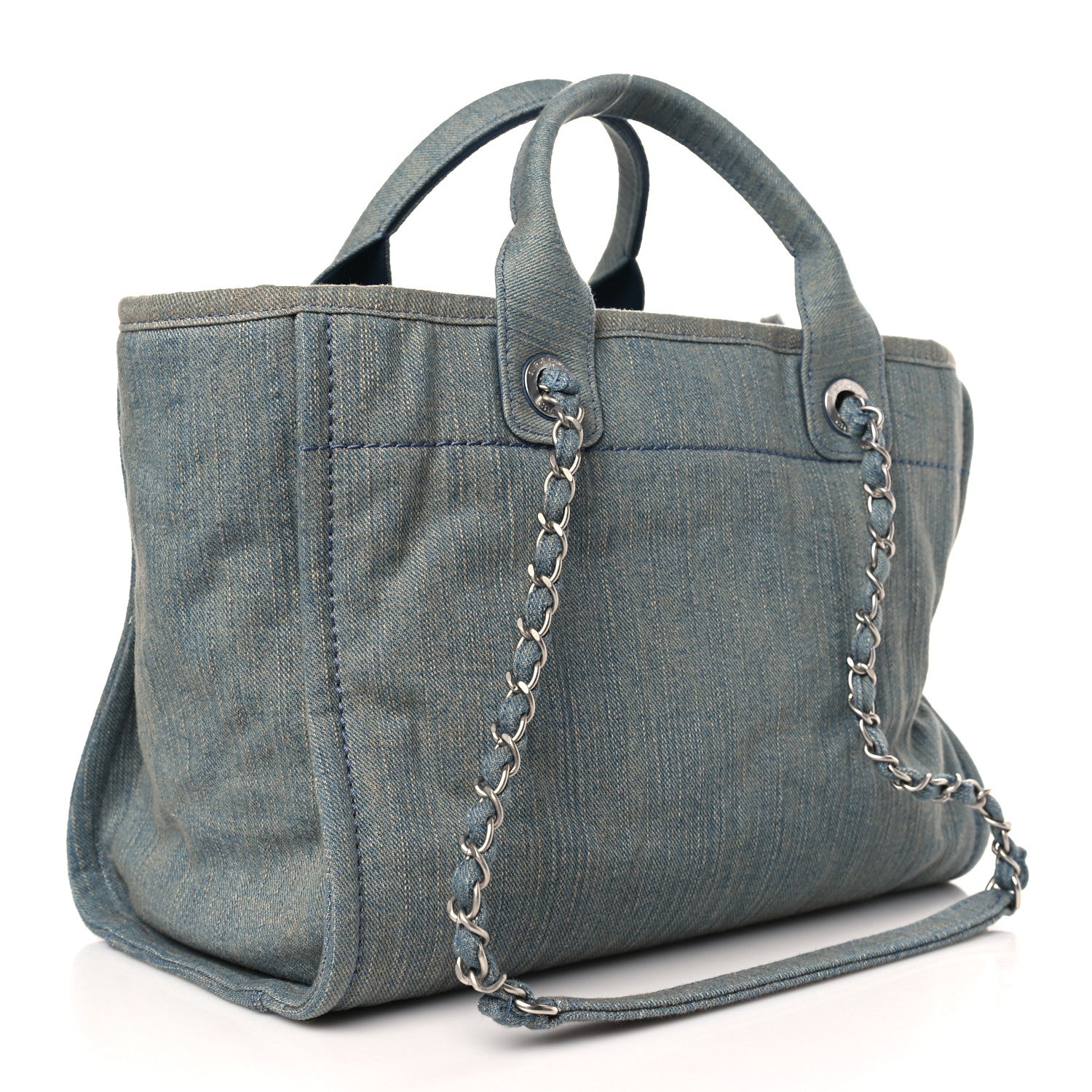 Chanel Denim Small Deauville Tote Light Blue 4 of 11