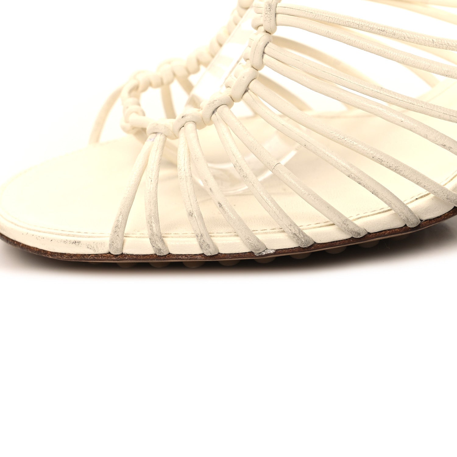 Bottega Veneta Nappa Dot Ankle Tie Sandals 39 White 8 of 9