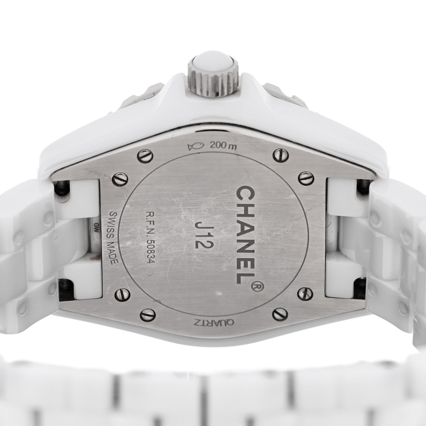 Stainless Steel Ceramic Diamond Mother of Pearl 33mm J12 Quartz Watch White