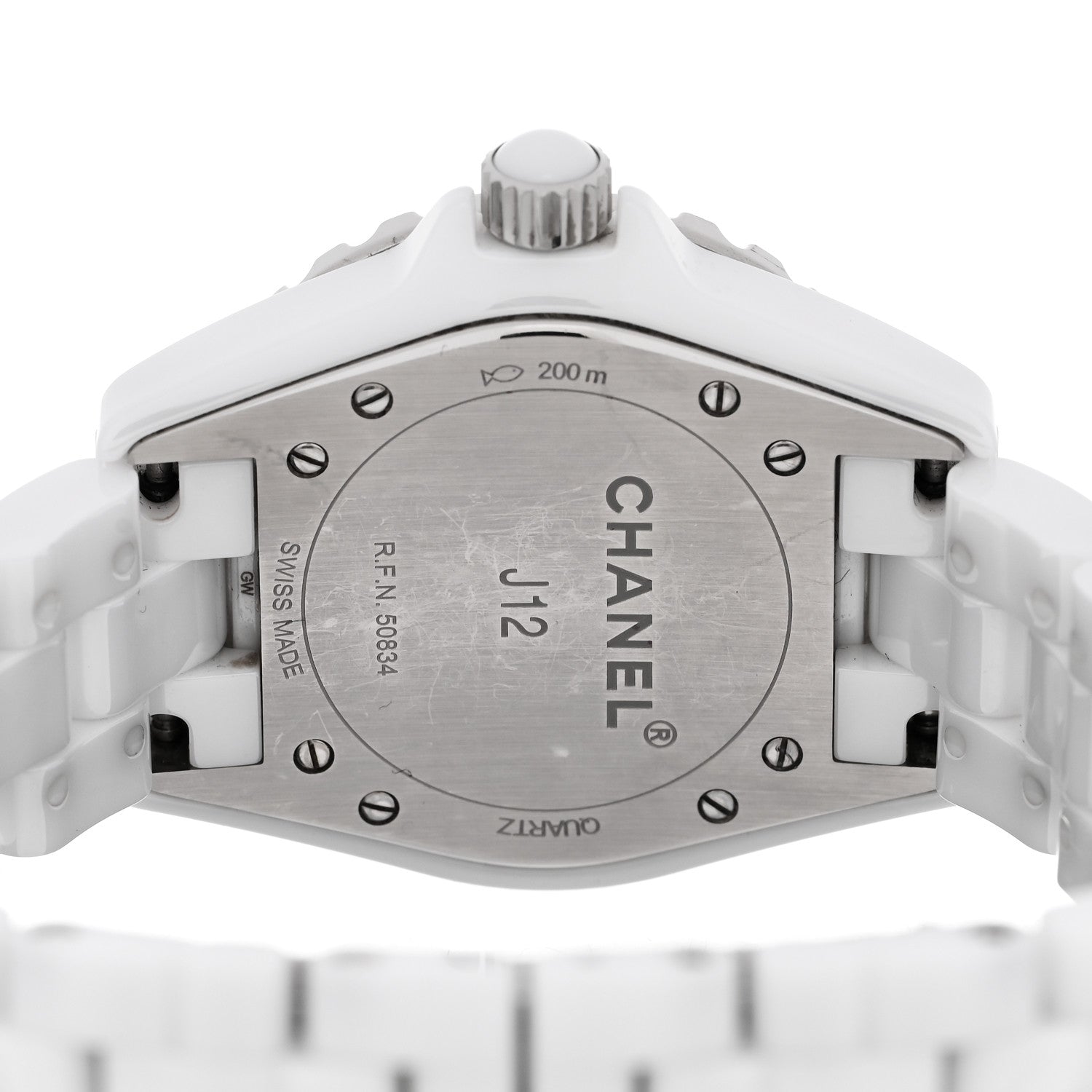 Chanel Stainless Steel Ceramic Diamond Mother of Pearl 33mm J12 Quartz Watch White 4 of 4