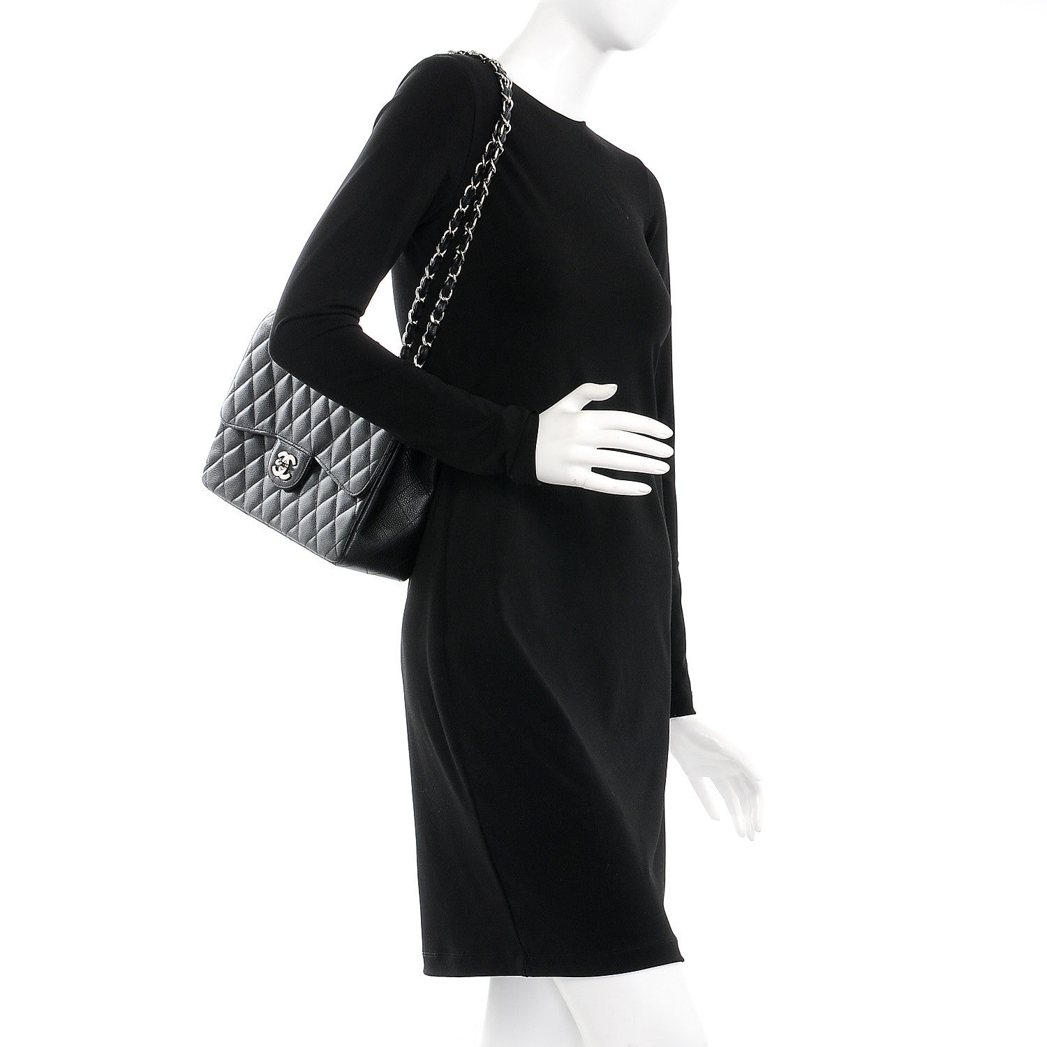 Chanel Caviar Quilted Jumbo Single Flap Black 3 of 9