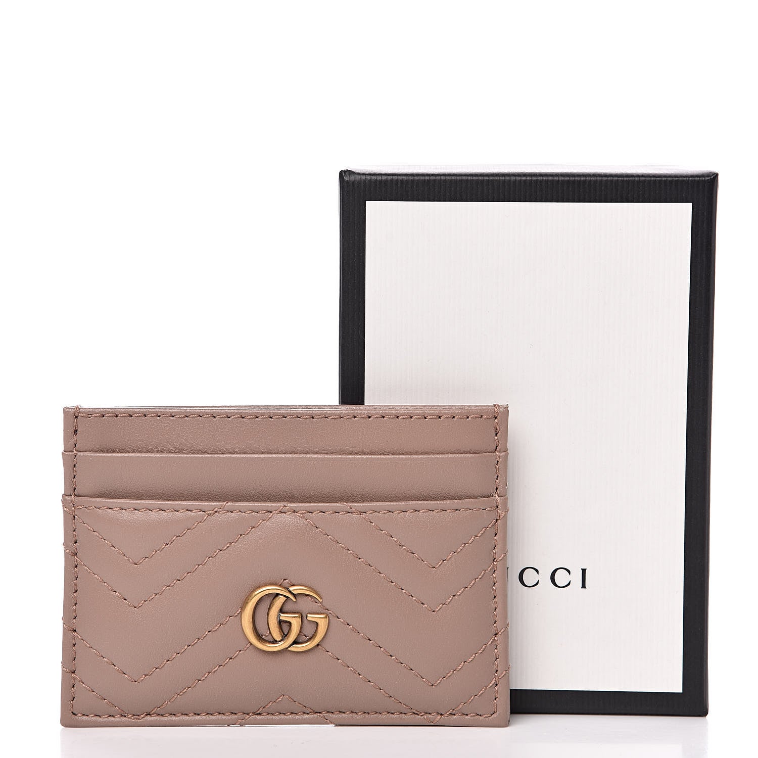 Gucci Calfskin Matelasse GG Marmont Card Holder Porcelain Rose 8 of 8