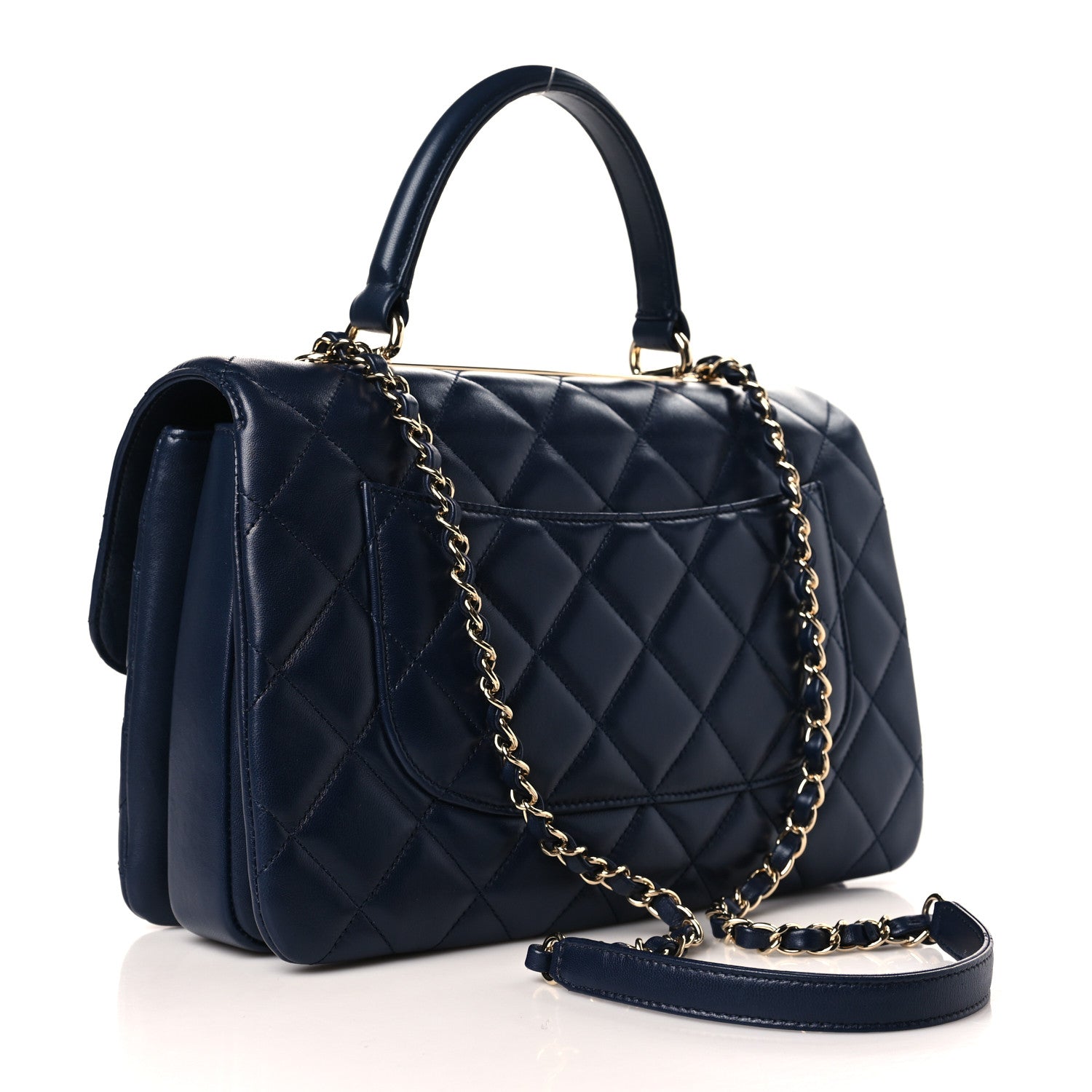 Chanel Lambskin Quilted Medium Trendy CC Flap Dual Handle Bag Navy Blue 3 of 9