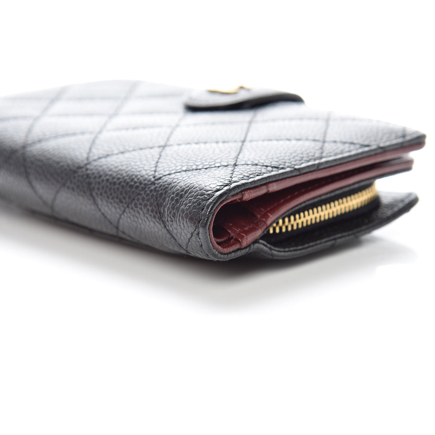 Caviar Quilted Zipped Pocket Wallet Black