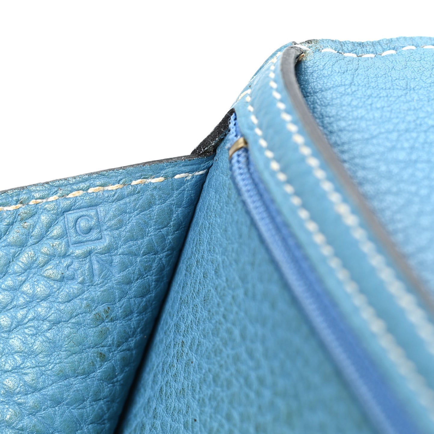 Taurillon Clemence Bearn Gusset Wallet Blue Jean