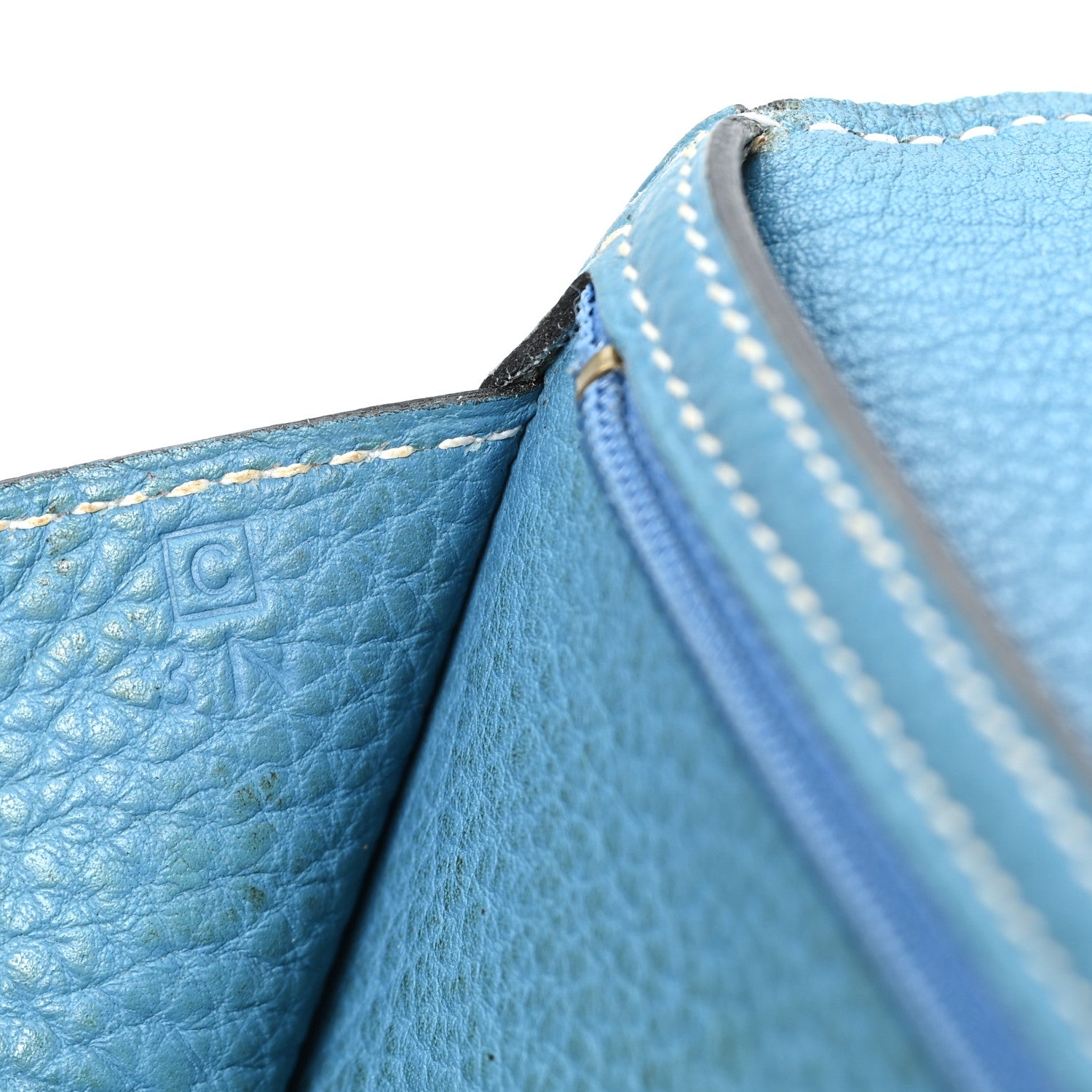 Hermes Taurillon Clemence Bearn Gusset Wallet Blue Jean 7 of 7