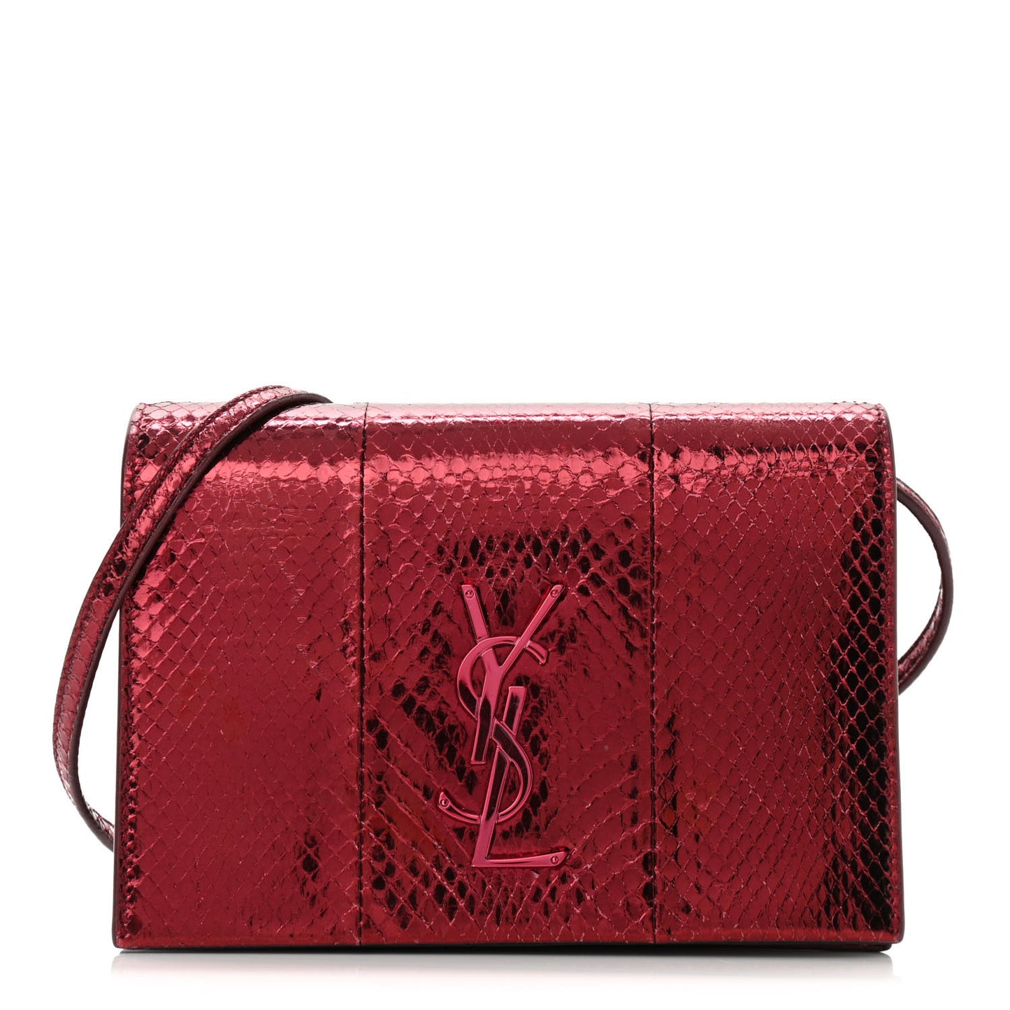 Metallic Ayers Monogram Toy Kate Strap Wallet Cherry