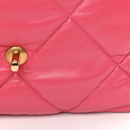 Chanel Goatskin Quilted Large Chanel 19 Flap Dark Pink 10 of 12