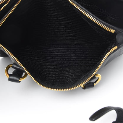 Prada Soft Calfskin Double Zip Shoulder Bag Black 7 of 19