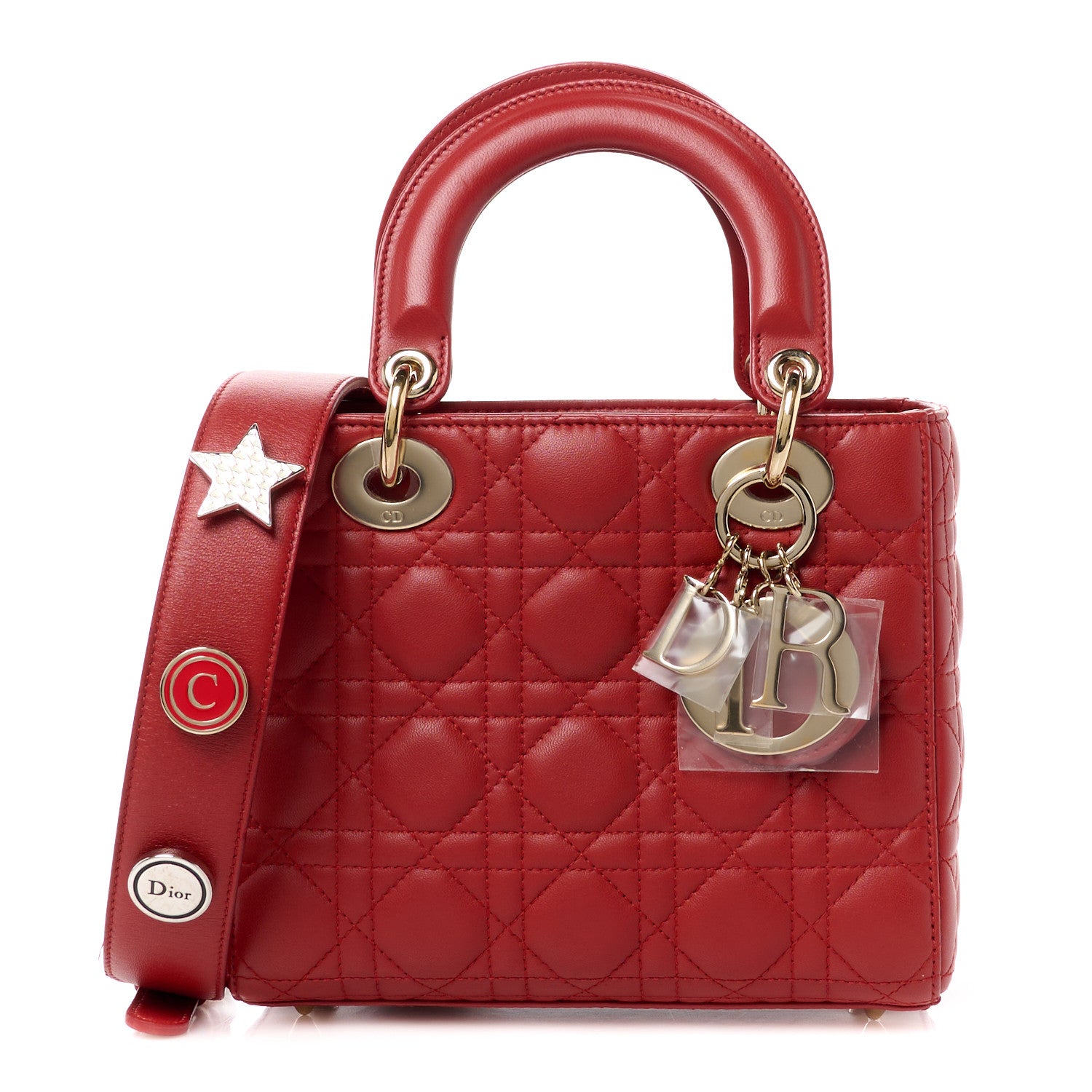 Christian Dior Lambskin Cannage Small Lucky Badges My Lady Dior Red 1 of 11