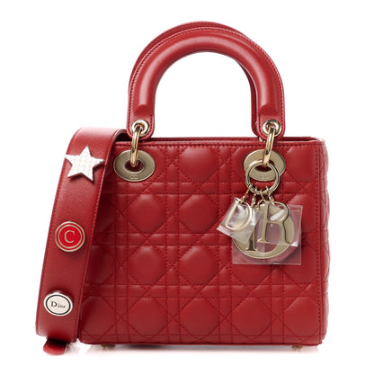 Christian Dior Lambskin Cannage Small Lucky Badges My Lady Dior Red 1 of 11