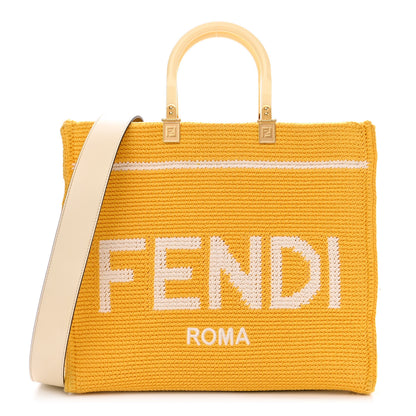 Fendi Crochet Vitello King Logo Plexiglass Medium Fendi Sunshine Shopper Tote Mimosa Panna 1 of 13