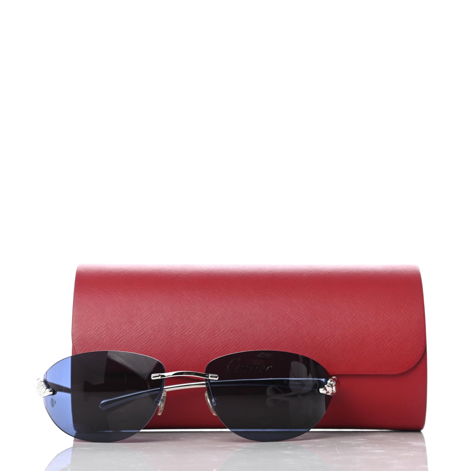 Cartier Panthere De Cartier Sunglasses Blue Silver 7 of 7